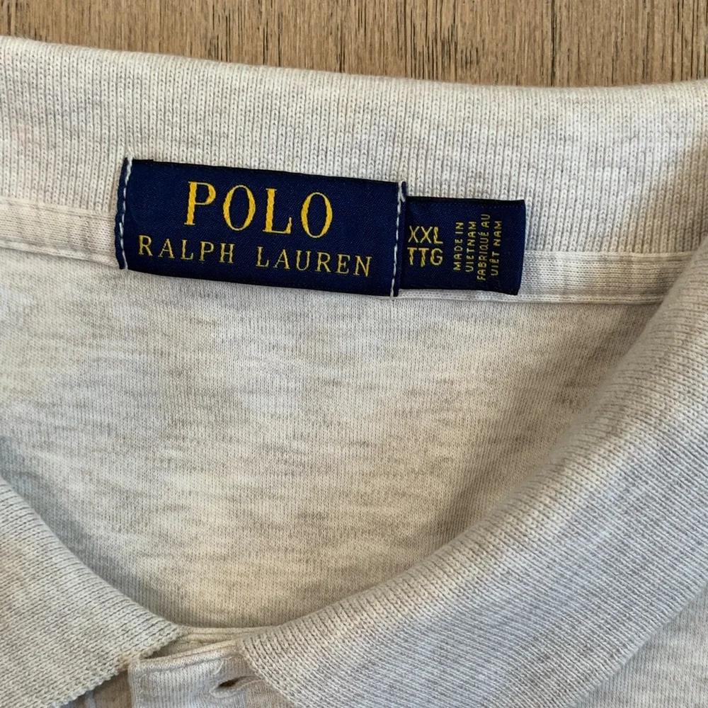 Polo by Ralph Lauren Men’s Light Heather Gray Polo with Navy Pony Size XXL - Picture 2 of 12